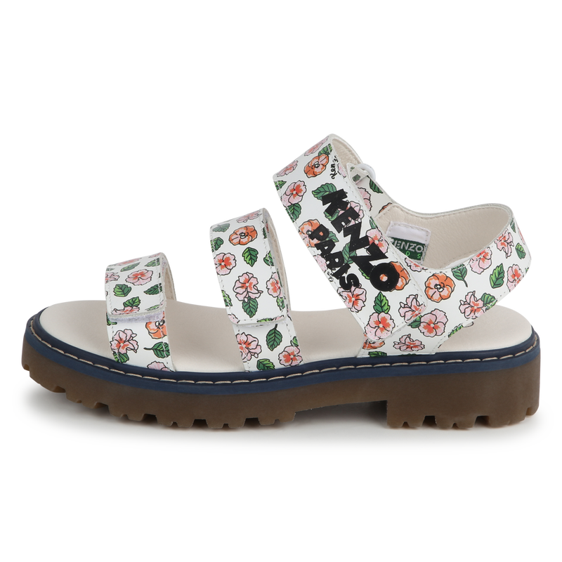Sandales en cuir avec bande auto-agrippante KENZO KIDS 
                    FILLE