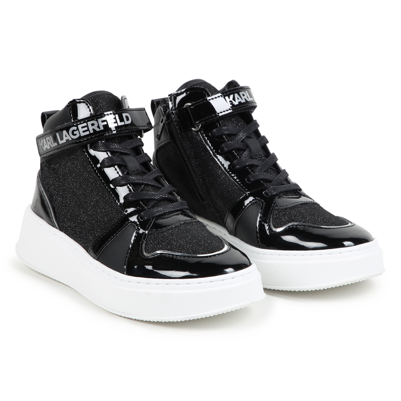 Baskets montantes en cuir de vachette KARL LAGERFELD KIDS 
                    FILLE