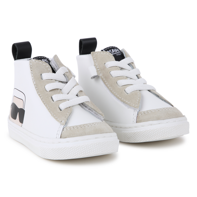 Baskets montantes en cuir de vachette KARL LAGERFELD KIDS 
                    UNISEXE