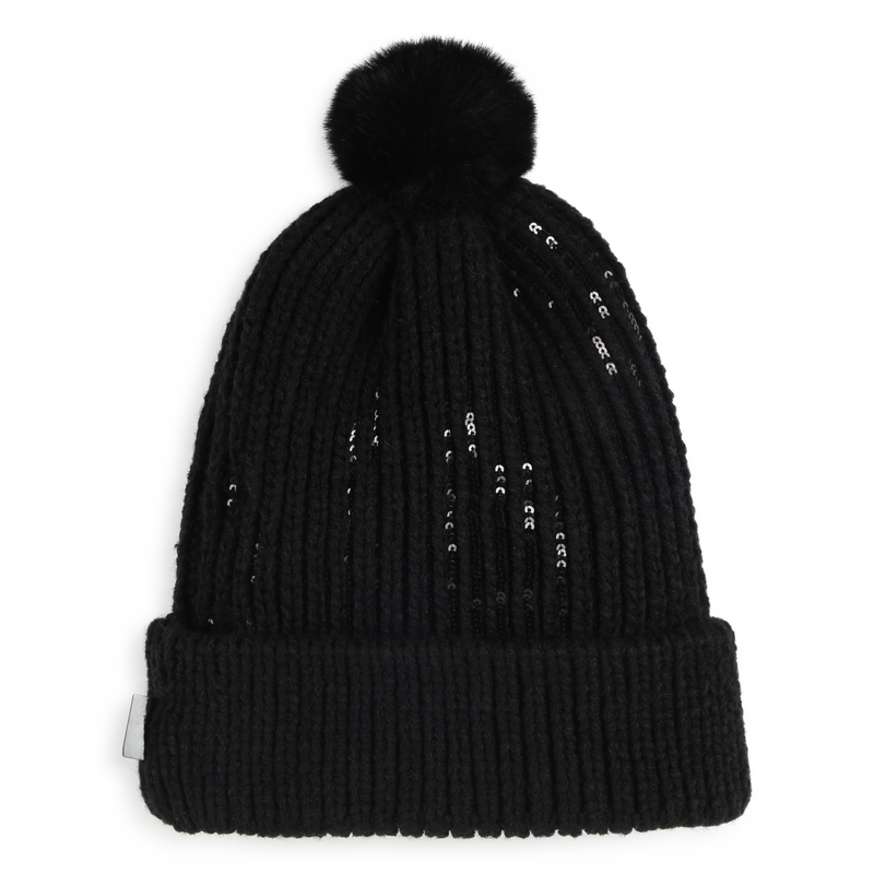 Bonnet tricoté à pompon KARL LAGERFELD KIDS 
                    FILLE