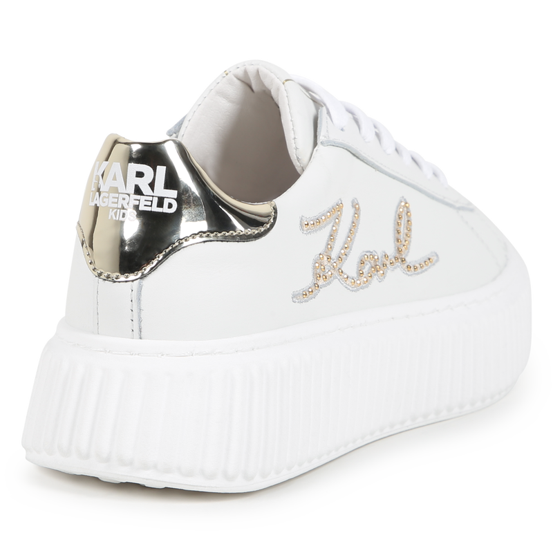 Baskets en cuir de vachette KARL LAGERFELD KIDS 
                    FILLE