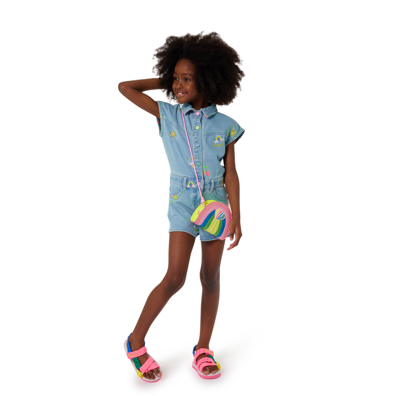 Combishort en jean brodé BILLIEBLUSH 
                    FILLE