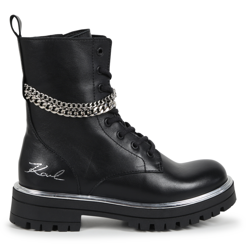 Bottines en cuir de vachette KARL LAGERFELD KIDS 
                        FILLE