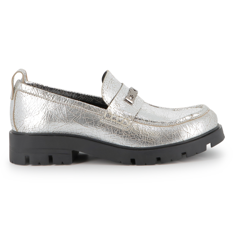 Mocassins en cuir de vachette métallisé DKNY 
                        FILLE
