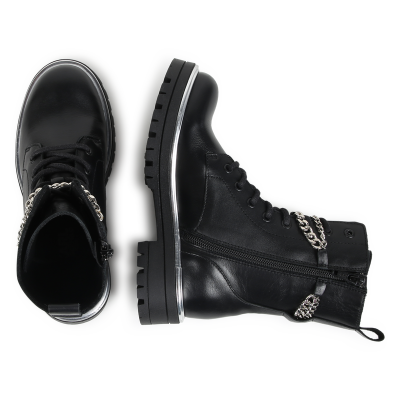 Bottines en cuir de vachette KARL LAGERFELD KIDS 
                        FILLE