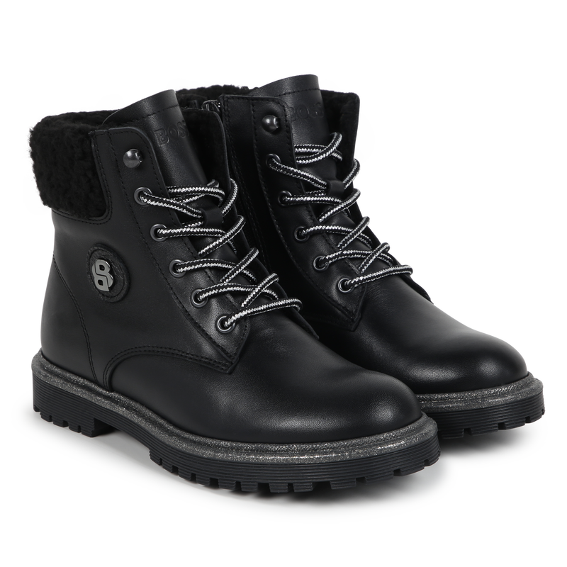 Bottines en cuir de vachette lacets et fermeture BOSS 
                        FILLE