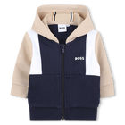 Cardigan &agrave; capuche en molleton, BLEU CARGO, hi-res