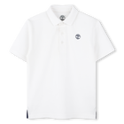Polo uni avec logo poitrine, BLANC, hi-res