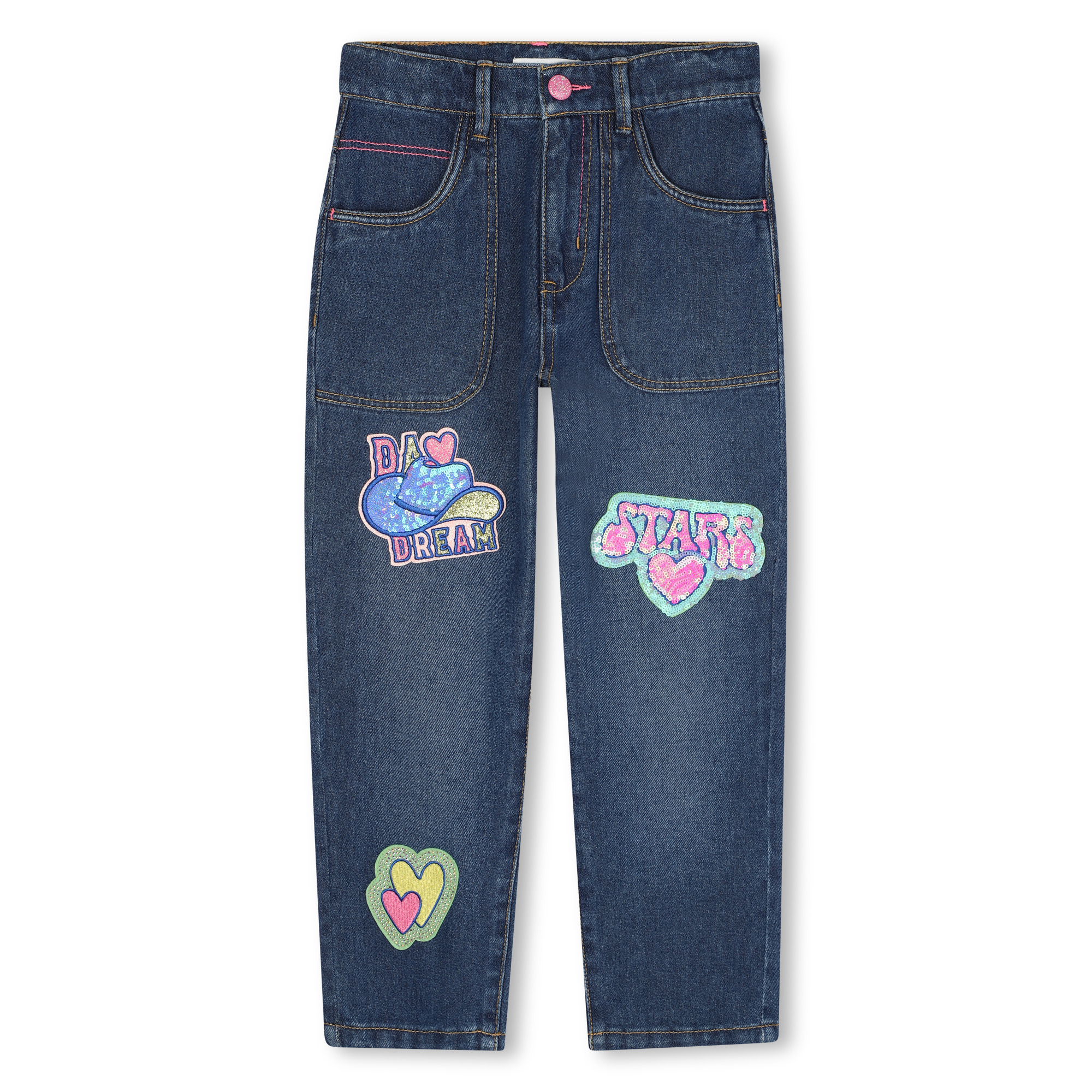 Cache-oreilles Fille Billieblush U21648 - Fausse Fourrure, Badge étoile/cœur à Paillettes - Bleu Indigo, Taille Normale - 1