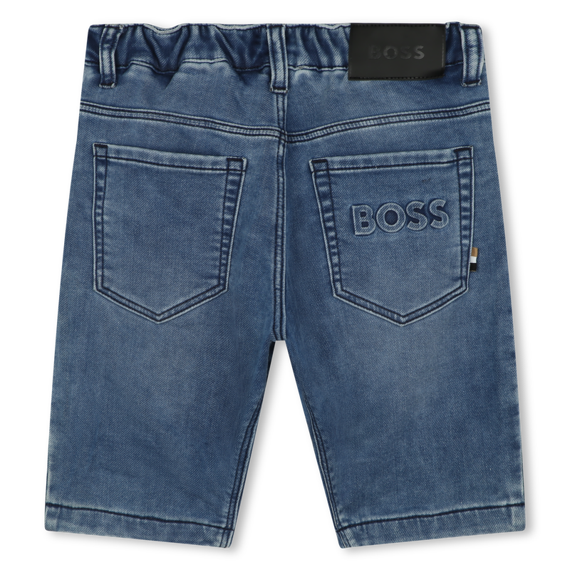 Short en jean d&eacute;tails d&eacute;lav&eacute;s