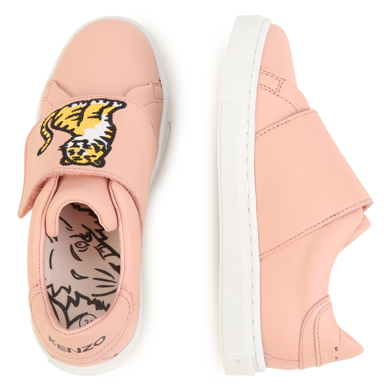 Baskets bande auto-agrippanteées cuir brodé KENZO KIDS 
                    UNISEXE