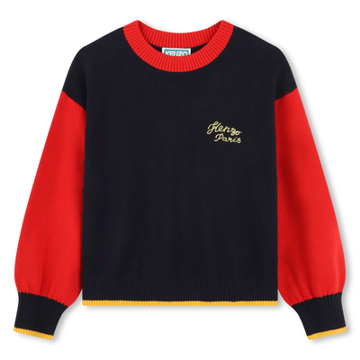 Pull en tricot avec broderies KENZO KIDS FILLE