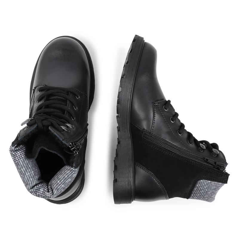 Bottines en cuir  fermeture zipée et lacets BOSS 
                    GARCON