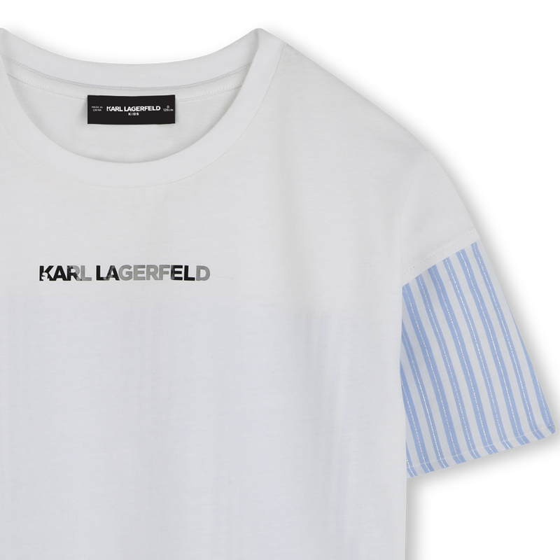 T-shirt bimatière avec imprimé KARL LAGERFELD KIDS 
                    FILLE