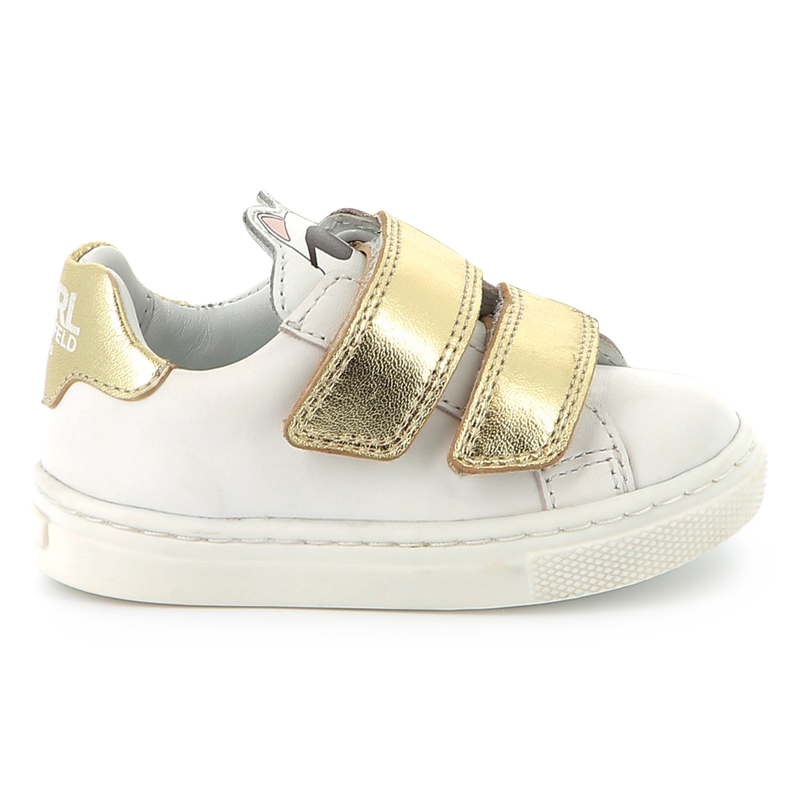 Baskets en cuir à fermeture par bandes auto aggrip KARL LAGERFELD KIDS 
                    FILLE