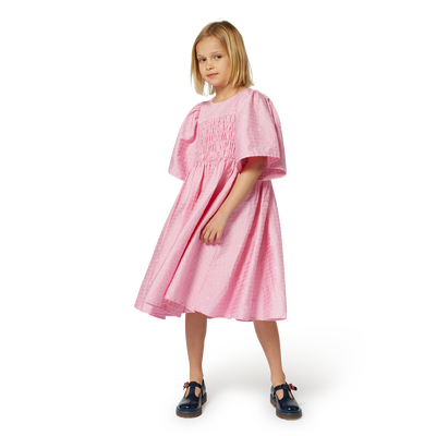 Robe brodée en satin de coton KENZO KIDS FILLE