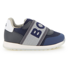 Baskets avec &eacute;lastique sigl&eacute;, BLEU CARGO, hi-res