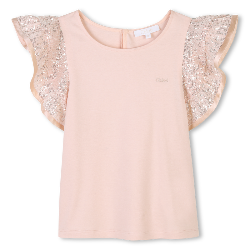T-shirt à volants ornés de sequins CHLOE 
                    FILLE