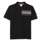 Polo droit &agrave; bande ray&eacute;e, BLACK, hi-res