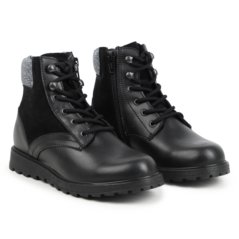 Bottines en cuir  fermeture zipée et lacets BOSS 
                    GARCON