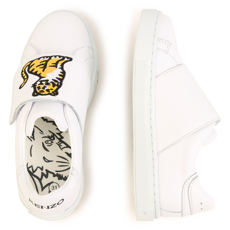 Baskets bande auto-agrippanteées cuir brodé KENZO KIDS 
                    UNISEXE