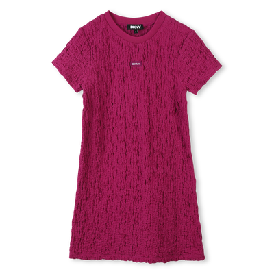 Robe gaufr&eacute;e &agrave; manches courtes DKNY FILLE