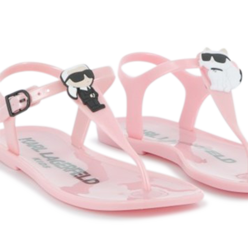 Sandales à boucles avec badge KARL LAGERFELD KIDS 
                    FILLE