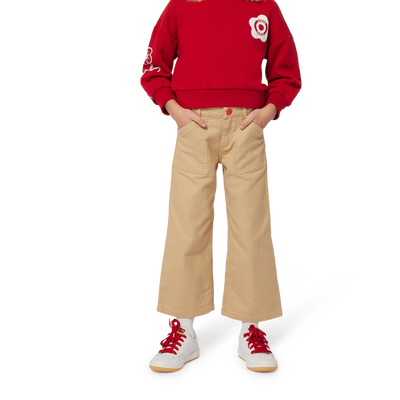 Pantalon &eacute;vas&eacute; en coton KENZO KIDS FILLE