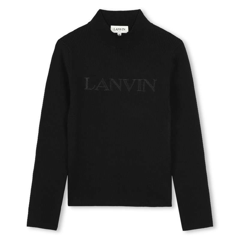 Pull uni brod&eacute; manches longues LANVIN 
                        FILLE