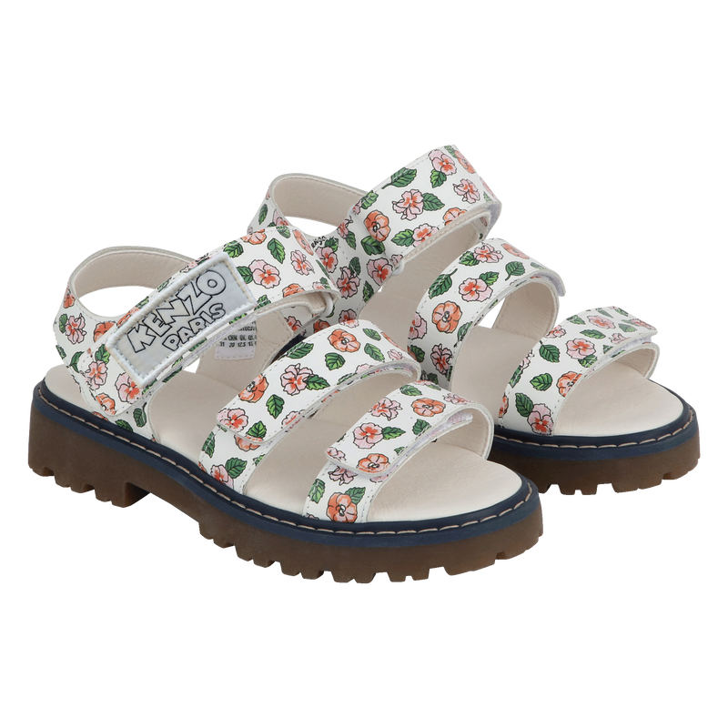 Sandales en cuir avec bande auto-agrippante KENZO KIDS 
                    FILLE