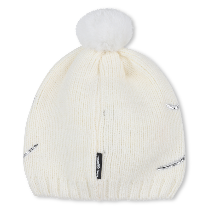 Bonnet tricot &agrave; pompon KARL LAGERFELD KIDS 
                        FILLE