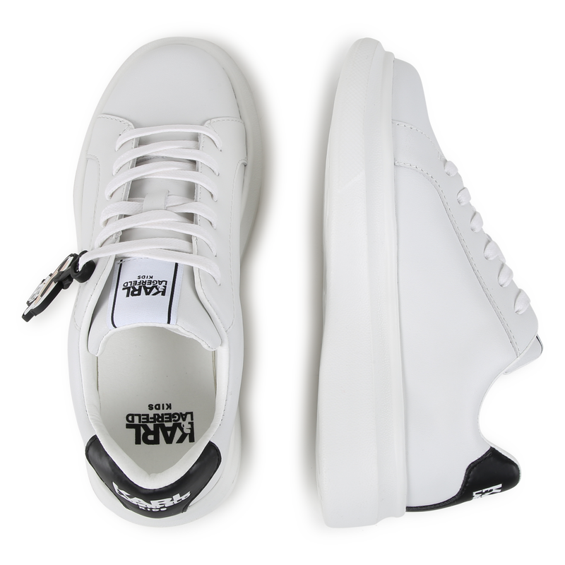 Baskets en cuir de vachette &agrave; lacets KARL LAGERFELD KIDS 
                        GARCON