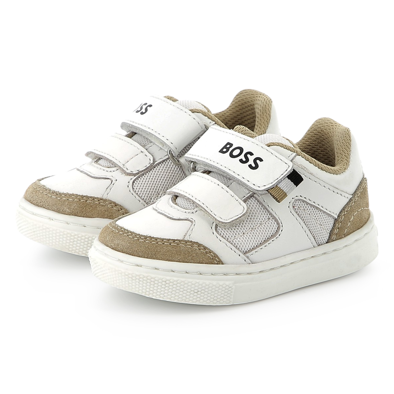 Baskets en cuir à fermeture par bandes auto aggrip BOSS 
                    GARCON