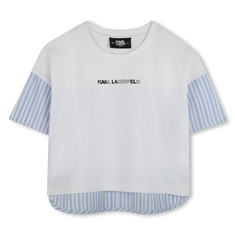 T-shirt bimatière avec imprimé KARL LAGERFELD KIDS 
                    FILLE