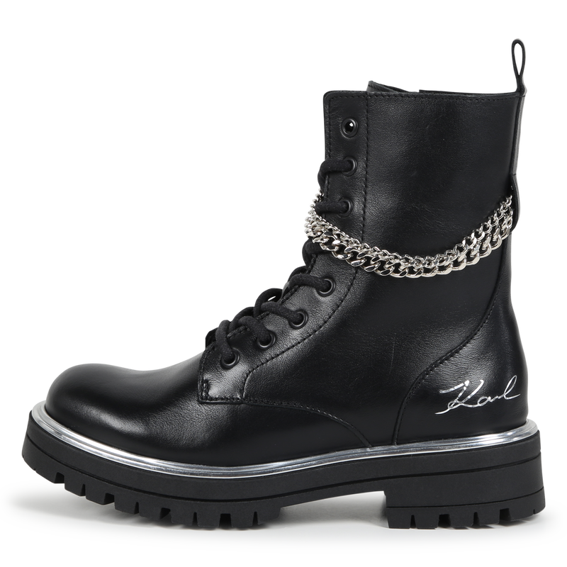 Bottines en cuir de vachette KARL LAGERFELD KIDS 
                    FILLE