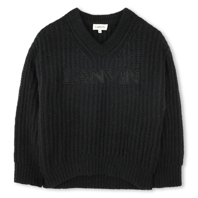 Pull à col V en tricot brodé LANVIN FILLE
