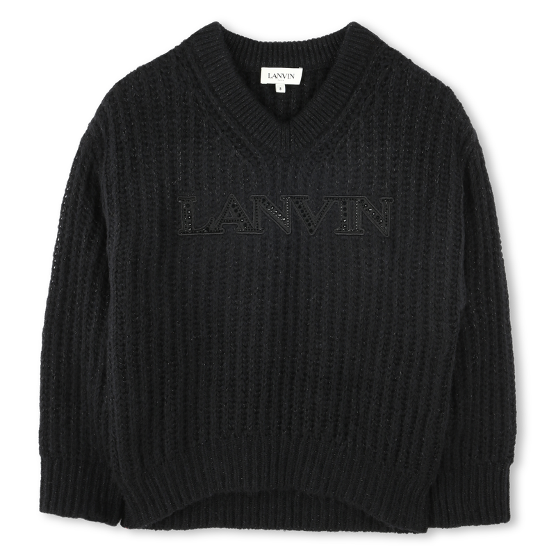 Pull à col V en tricot brodé LANVIN 
                    FILLE