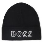 Bonnet tricot avec sigle, BLACK, hi-res