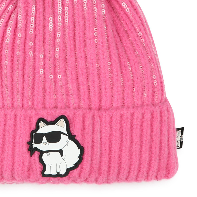 Bonnet tricoté à pompon KARL LAGERFELD KIDS 
                    FILLE