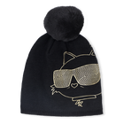 Bonnet tricot &agrave; pompon KARL LAGERFELD KIDS 
                    FILLE