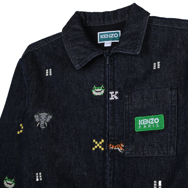 Combinaison en jean brodé KENZO KIDS 
                    FILLE