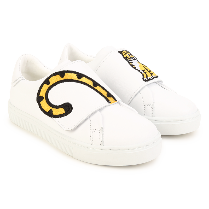 Baskets bande auto-agrippanteées cuir brodé KENZO KIDS 
                    UNISEXE