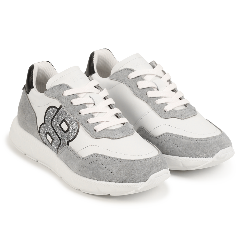 Baskets lacées en cuir de vachette BOSS 
                    FILLE