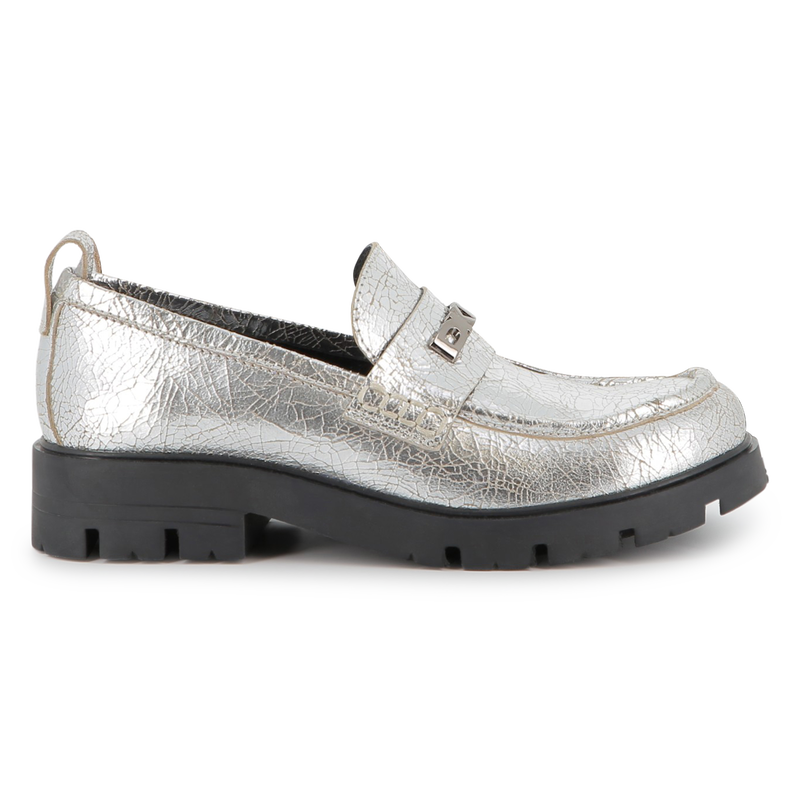 Mocassins en cuir de vachette métallisé DKNY 
                    FILLE