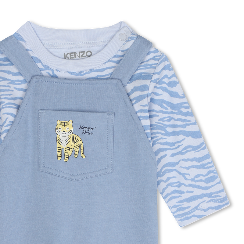 T-shirt et salopette en coton KENZO KIDS 
                    GARCON
