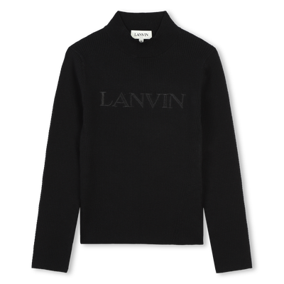 Pull uni brodé manches longues LANVIN FILLE