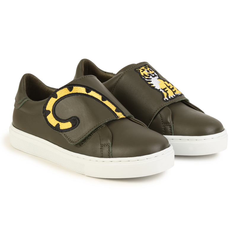 Baskets bande auto-agrippanteées cuir brodé KENZO KIDS 
                    UNISEXE