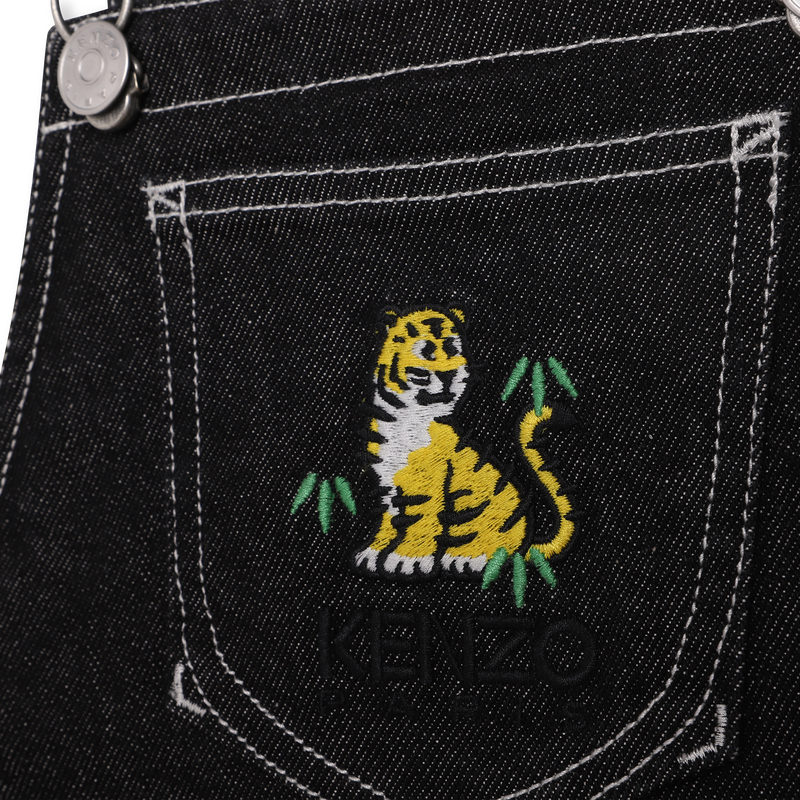 Robe salopette brodée en jean KENZO KIDS 
                    FILLE