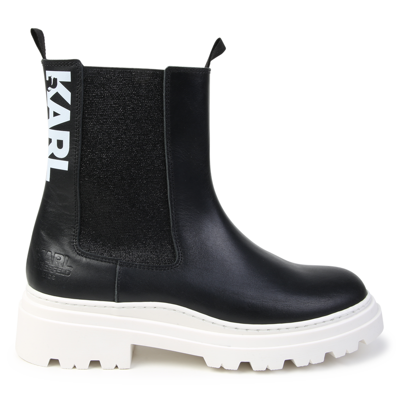 Bottines en cuir de vachette KARL LAGERFELD KIDS 
                    FILLE