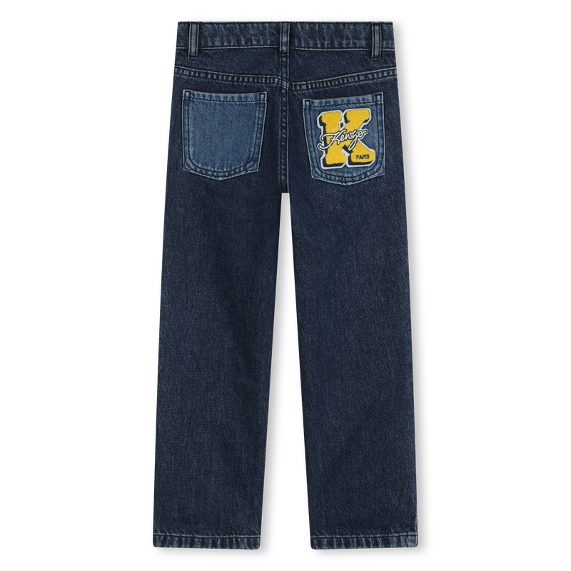Jean badgé et brodé en coton KENZO KIDS 
                    GARCON